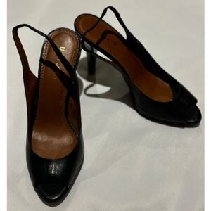 Leather Peep Toe Sling Back Pump Heels Sz 8.5 capsule career preppy